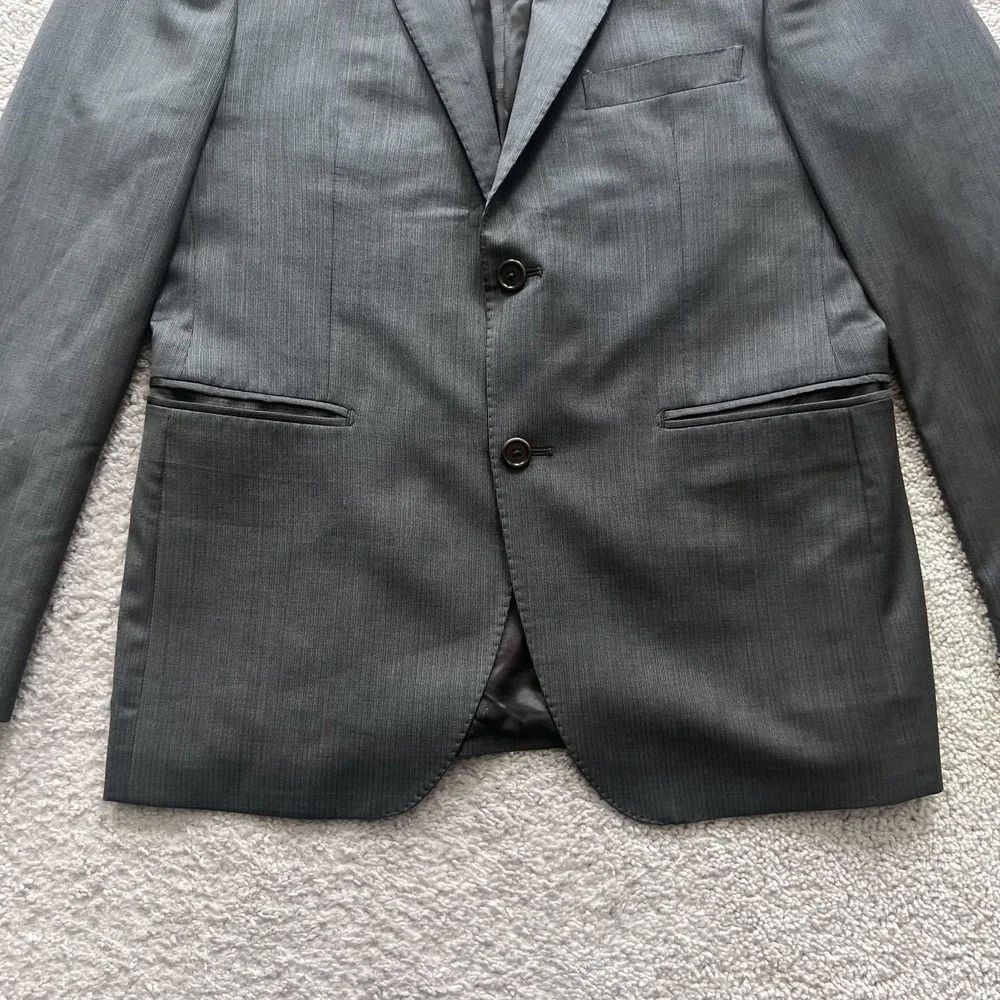 Ermenegildo Zegna Saks Fifth Avenue Suit Jacket Mens 38 Gray Wool Silk Trim Fit